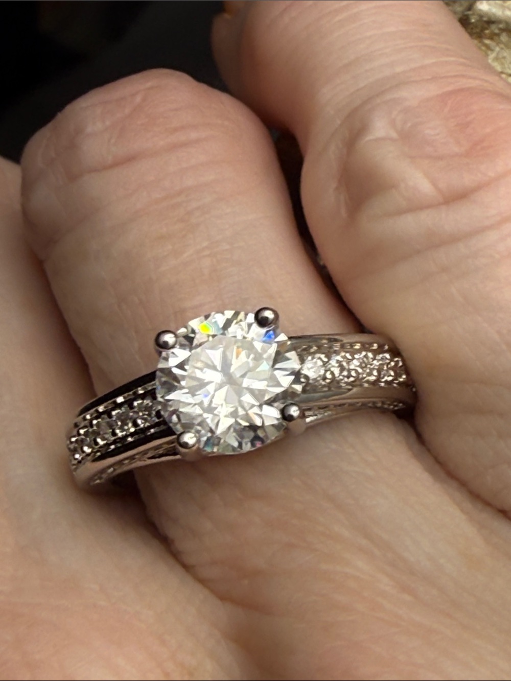 2 CT Classic MOISSANITE DIAMOND Solitaire Round-Cut 925 Sterling Silver Ring NEW